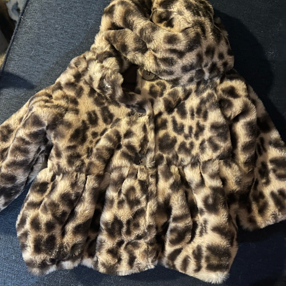 Leopard Print Faux Fur Baby Coat